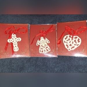 Lenox Porcelain Christmas Ornaments~Pierced Charms~Cross~Heart~Angel~Holiday